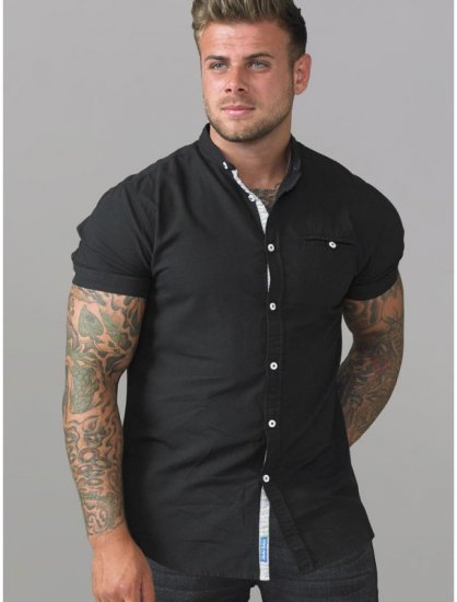 D555 Dwight Short Sleeve Shirt Black - Srajce - Moške srajce za Močnejše Postave
