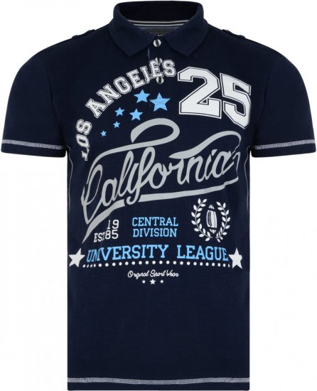 Kam Jeans 5219 Los Angeles Polo Navy - Polo majice - Moške Polo Majice za Močnejše Postave