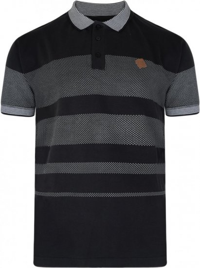 Kam Jeans 5222 Stripe and Dot Polo Black - Polo majice - Moške Polo Majice za Močnejše Postave