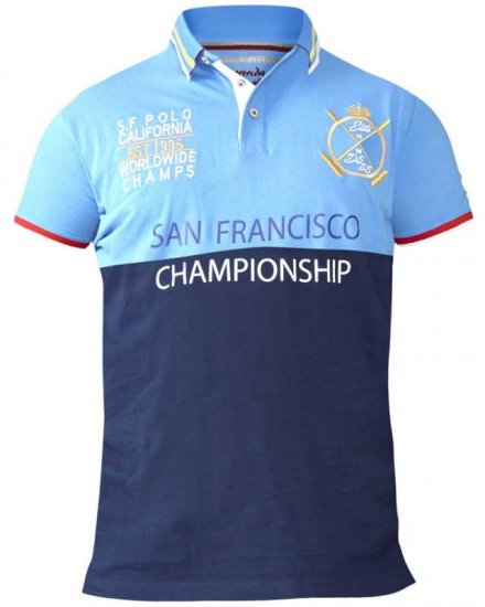 D555 Ernest Polo Blue & Navy - Polo majice - Moške Polo Majice za Močnejše Postave