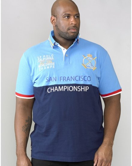 D555 Ernest Polo Blue & Navy - Polo majice - Moške Polo Majice za Močnejše Postave