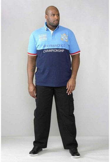 D555 Ernest Polo Blue & Navy - Polo majice - Moške Polo Majice za Močnejše Postave