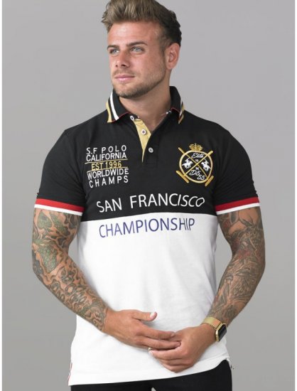D555 Ernest Polo Black & White - Polo majice - Moške Polo Majice za Močnejše Postave