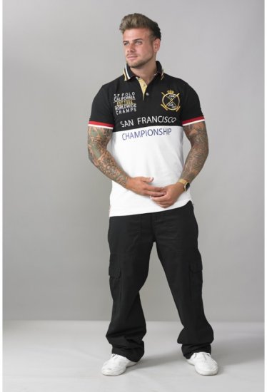 D555 Ernest Polo Black & White - Polo majice - Moške Polo Majice za Močnejše Postave