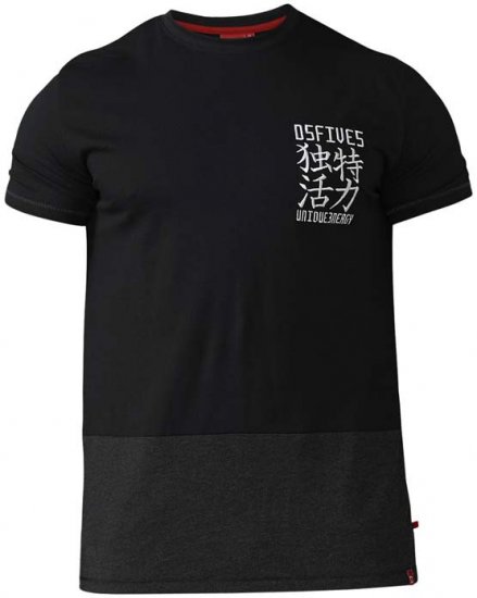 D555 Emerson T-shirt Black & Charcoal - Kratke Majice - Moške kratke majice za močnejše postave