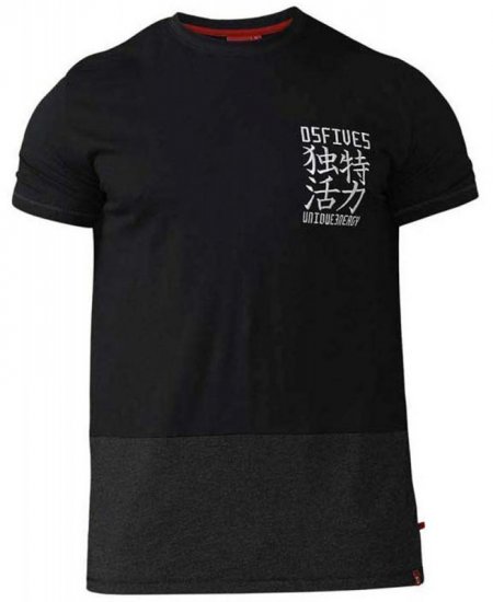 D555 Emerson T-shirt Black & Charcoal - Kratke Majice - Moške kratke majice za močnejše postave