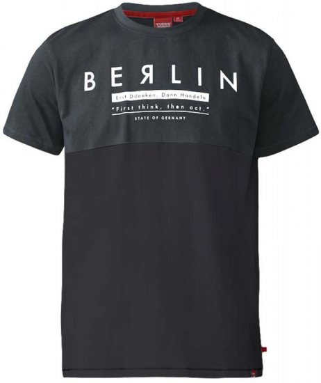 D555 Hamish T-shirt Charcoal & Black - Kratke Majice - Moške kratke majice za močnejše postave