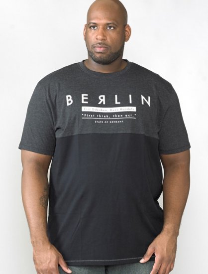 D555 Hamish T-shirt Charcoal & Black - Kratke Majice - Moške kratke majice za močnejše postave