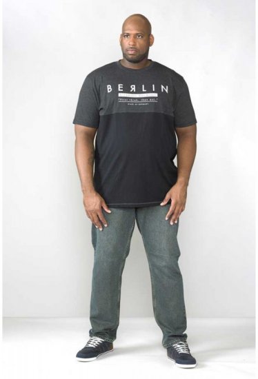 D555 Hamish T-shirt Charcoal & Black - Kratke Majice - Moške kratke majice za močnejše postave