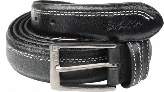 Kam Jeans 916 Leather Belt Black, 4cm - Pasovi - Moški Pasovi Večje Velikosti
