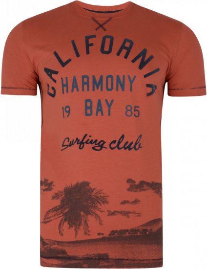 Kam Jeans 5207 Harmony Bay T-shirt Red - Kratke Majice - Moške kratke majice za močnejše postave