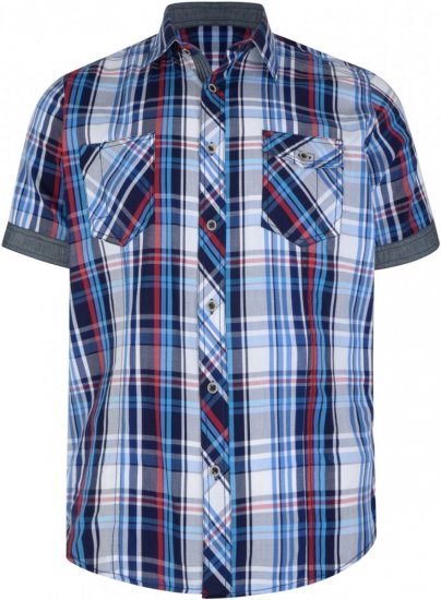 Kam Jeans 6149 Short Sleeve Shirt Blue - Srajce - Moške srajce za Močnejše Postave