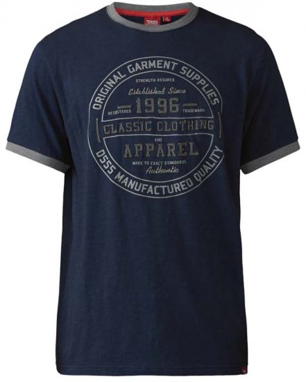 D555 Wilfred T-shirt Navy - Kratke Majice - Moške kratke majice za močnejše postave