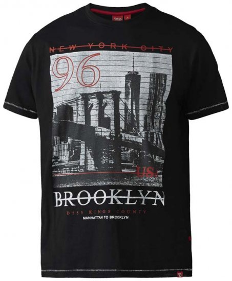 D555 Cain T-shirt Black - Kratke Majice - Moške kratke majice za močnejše postave