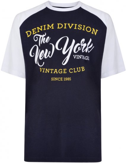Kam Jeans 5210 Denim Division T-shirt Navy - Kratke Majice - Moške kratke majice za močnejše postave