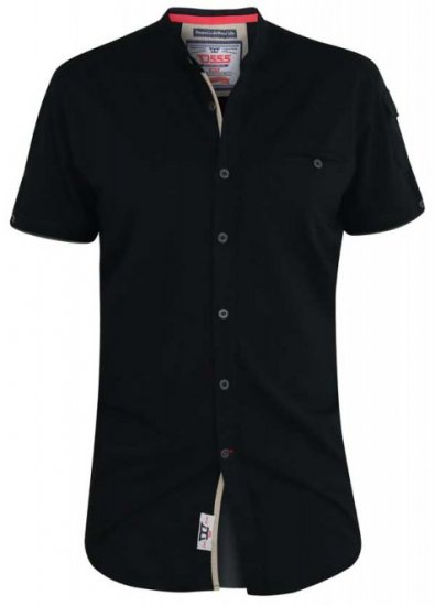 D555 Archer Collarless Shirt Black - Srajce - Moške srajce za Močnejše Postave
