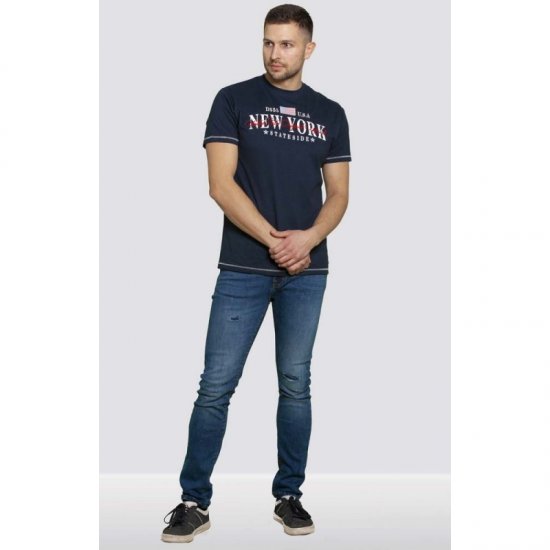 D555 Thornton Embroidery T-shirt Navy - Kratke Majice - Moške kratke majice za močnejše postave