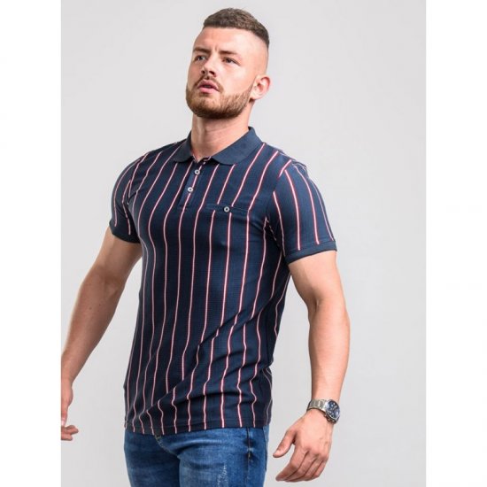 D555 Martel Polo Navy - Polo majice - Moške Polo Majice za Močnejše Postave