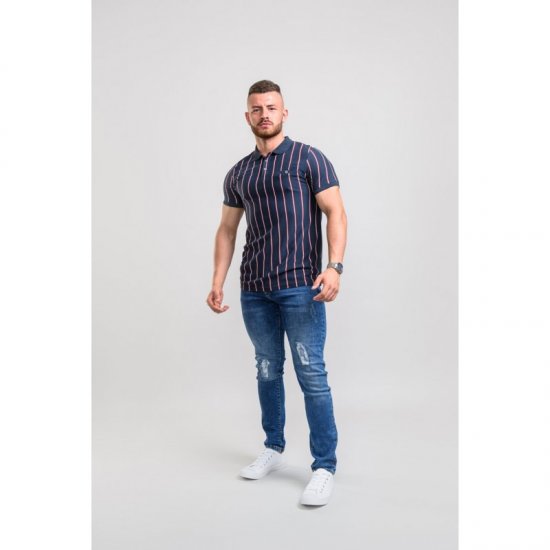 D555 Martel Polo Navy - Polo majice - Moške Polo Majice za Močnejše Postave