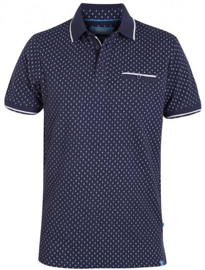 D555 Rogers Printed Polo Navy - Polo majice - Moške Polo Majice za Močnejše Postave
