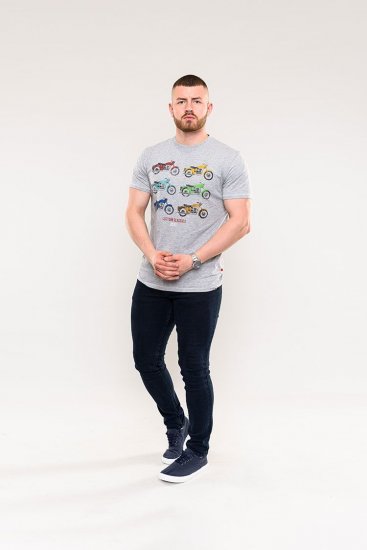 D555 Bathurst Custom Classics Motorbike Printed T-Shirt Grey - Kratke Majice - Moške kratke majice za močnejše postave