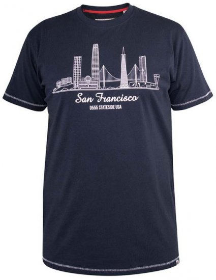 D555 Randwick San Francisco Printed T-Shirt Navy - Kratke Majice - Moške kratke majice za močnejše postave