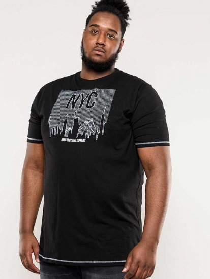 D555 Willoughby NYC Dot Printed T-Shirt Black - Kratke Majice - Moške kratke majice za močnejše postave