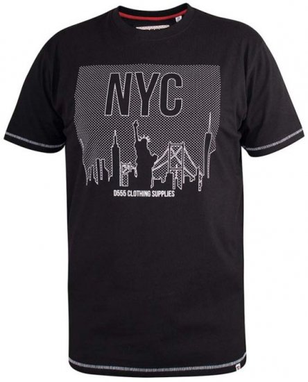 D555 Willoughby NYC Dot Printed T-Shirt Black - Kratke Majice - Moške kratke majice za močnejše postave