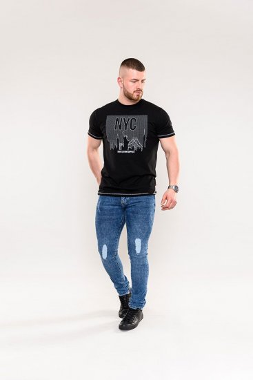 D555 Willoughby NYC Dot Printed T-Shirt Black - Kratke Majice - Moške kratke majice za močnejše postave