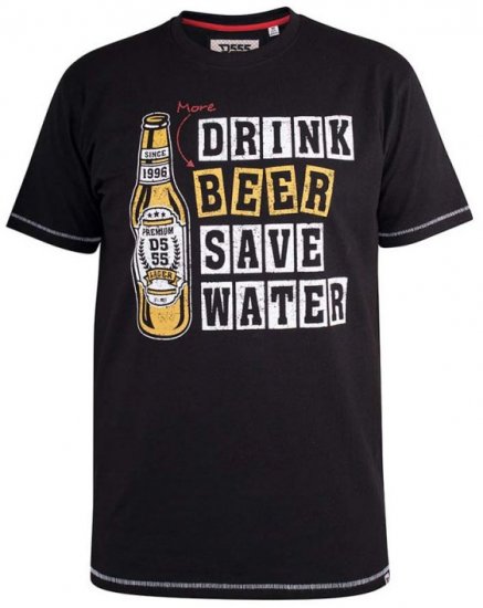 D555 Salford Save Water Drink Beer T-shirt Black - Kratke Majice - Moške kratke majice za močnejše postave