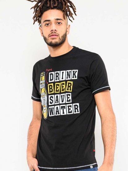D555 Salford Save Water Drink Beer T-shirt Black - Kratke Majice - Moške kratke majice za močnejše postave