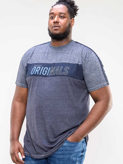 D555 Anson Originals Printed T-shirt Denim Marl - Kratke Majice - Moške kratke majice za močnejše postave