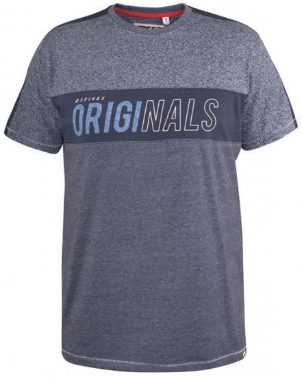 D555 Anson Originals Printed T-shirt Denim Marl - Kratke Majice - Moške kratke majice za močnejše postave