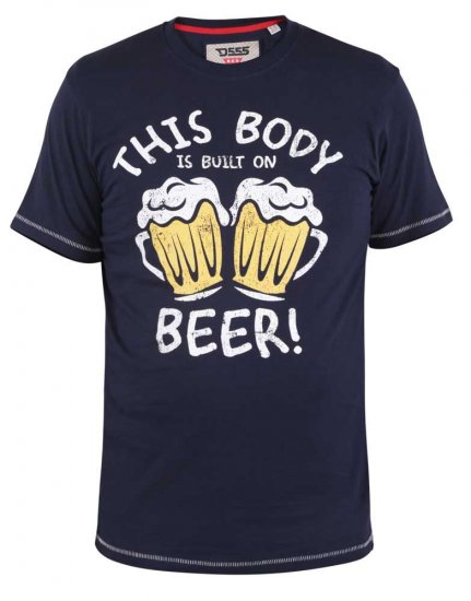 D555 Dartmoor Built On Beer Printed T-Shirt - Kratke Majice - Moške kratke majice za močnejše postave