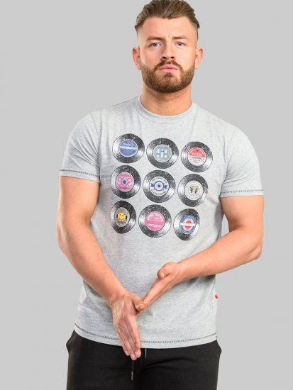 D555 Hexworth Vinyl Records Printed T-Shirt - Kratke Majice - Moške kratke majice za močnejše postave
