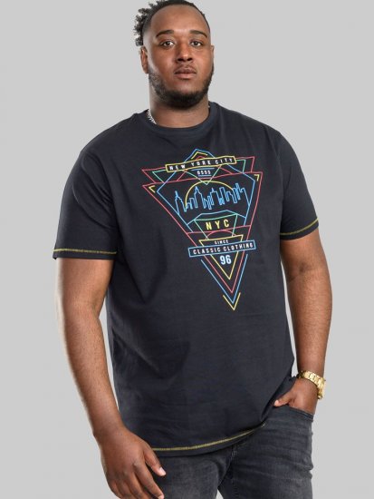 D555 Taunton Neon Printed T-Shirt - Kratke Majice - Moške kratke majice za močnejše postave