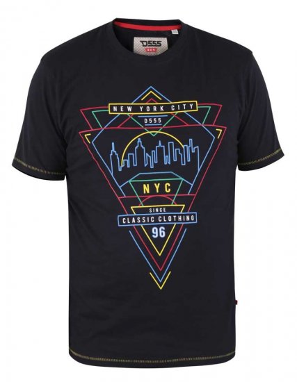 D555 Taunton Neon Printed T-Shirt - Kratke Majice - Moške kratke majice za močnejše postave