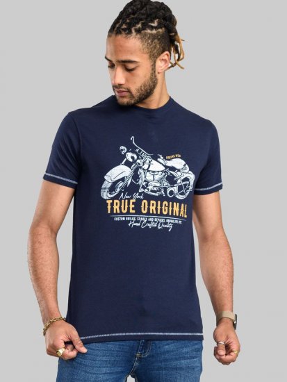 D555 Axbridge Motorbike Printed T-Shirt - Kratke Majice - Moške kratke majice za močnejše postave