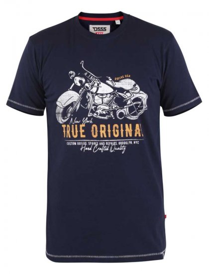 D555 Axbridge Motorbike Printed T-Shirt - Kratke Majice - Moške kratke majice za močnejše postave