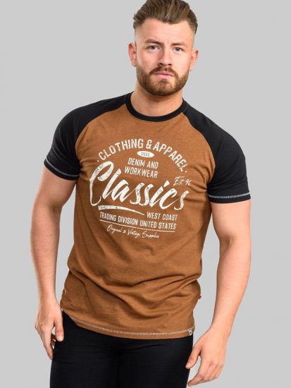 D555 Charmouth Raglan Sleeve Printed T-Shirt - Kratke Majice - Moške kratke majice za močnejše postave