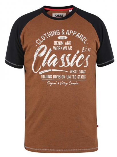 D555 Charmouth Raglan Sleeve Printed T-Shirt - Kratke Majice - Moške kratke majice za močnejše postave