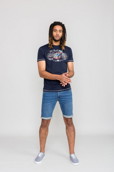 D555 DENTON Motorbike Printed T-Shirt - Kratke Majice - Moške kratke majice za močnejše postave