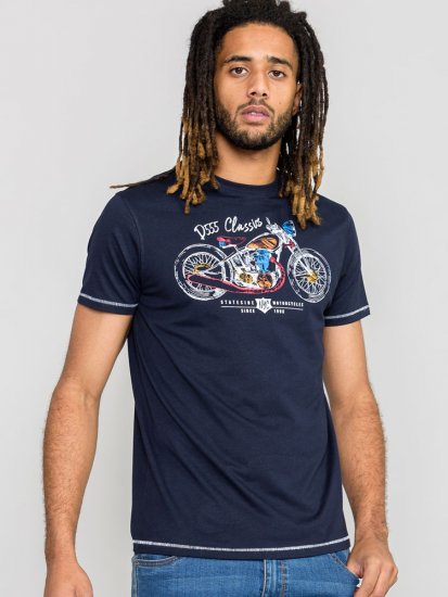 D555 DENTON Motorbike Printed T-Shirt - Kratke Majice - Moške kratke majice za močnejše postave