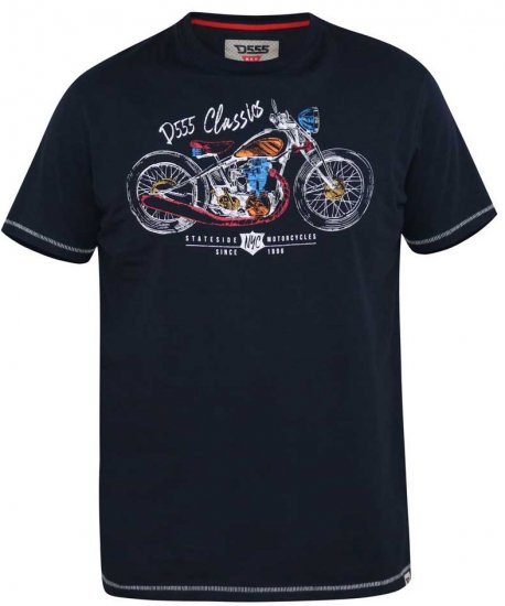 D555 DENTON Motorbike Printed T-Shirt - Kratke Majice - Moške kratke majice za močnejše postave