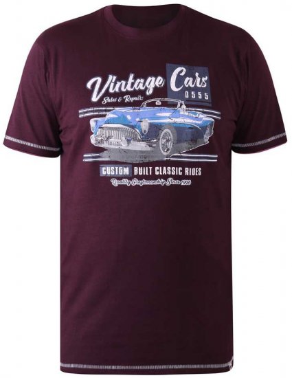 D555 BUCKHURST Vintage Cars T-Shirt - Kratke Majice - Moške kratke majice za močnejše postave