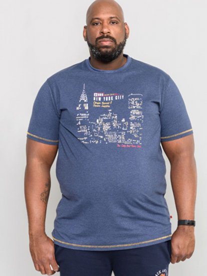 D555 DEBDEN NYC Night Skyline T-Shirt - Kratke Majice - Moške kratke majice za močnejše postave