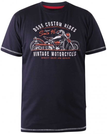 D555 CHESHUNT Vintage Motorcycle T-Shirt - Kratke Majice - Moške kratke majice za močnejše postave
