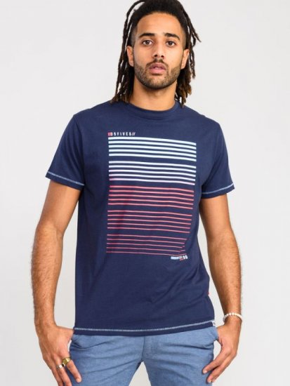 D555 Cransford Gradient Line Printed T-Shirt - Kratke Majice - Moške kratke majice za močnejše postave