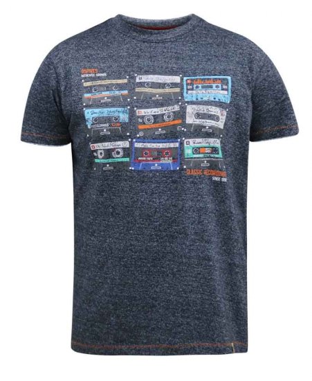 D555 Apsey Multi Cassette Tape Printed T-Shirt - Kratke Majice - Moške kratke majice za močnejše postave