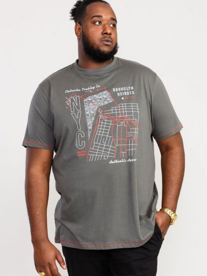 D555 Cobbler Nyc Birdseye Map Printed T-Shirt - Kratke Majice - Moške kratke majice za močnejše postave